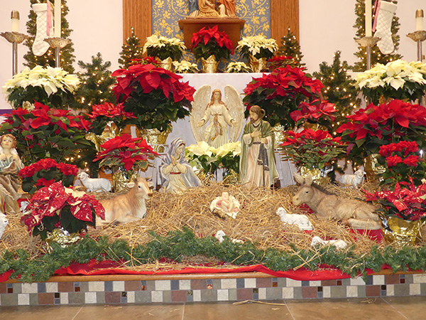 nativity scene with straw
